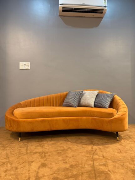 Craftik Luxe Curved Velvet Sofa – Burnt Orange